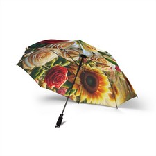 Floral Print Umbrella - Stylish Sunflower  Rose Folding Umbrella