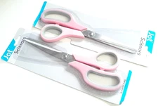 X2 NEW PINK SOFT GRIP HANDLES SCISSORS JOT 8-1/2 LONG STAINLESS STEEL