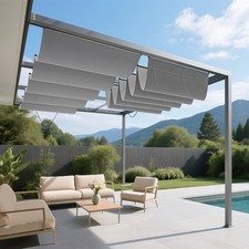 Goleray 7FT Retractable Canopy Cover with/ Steel Wire  for Pergola Gazebo Patio