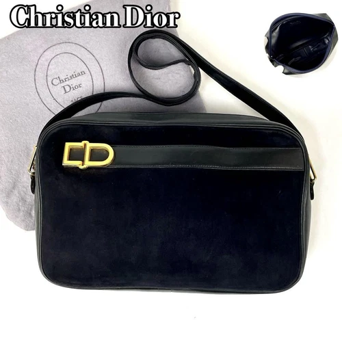 Sac bandoulière Christian Dior cuir daim authentique noir marine femme France 115680