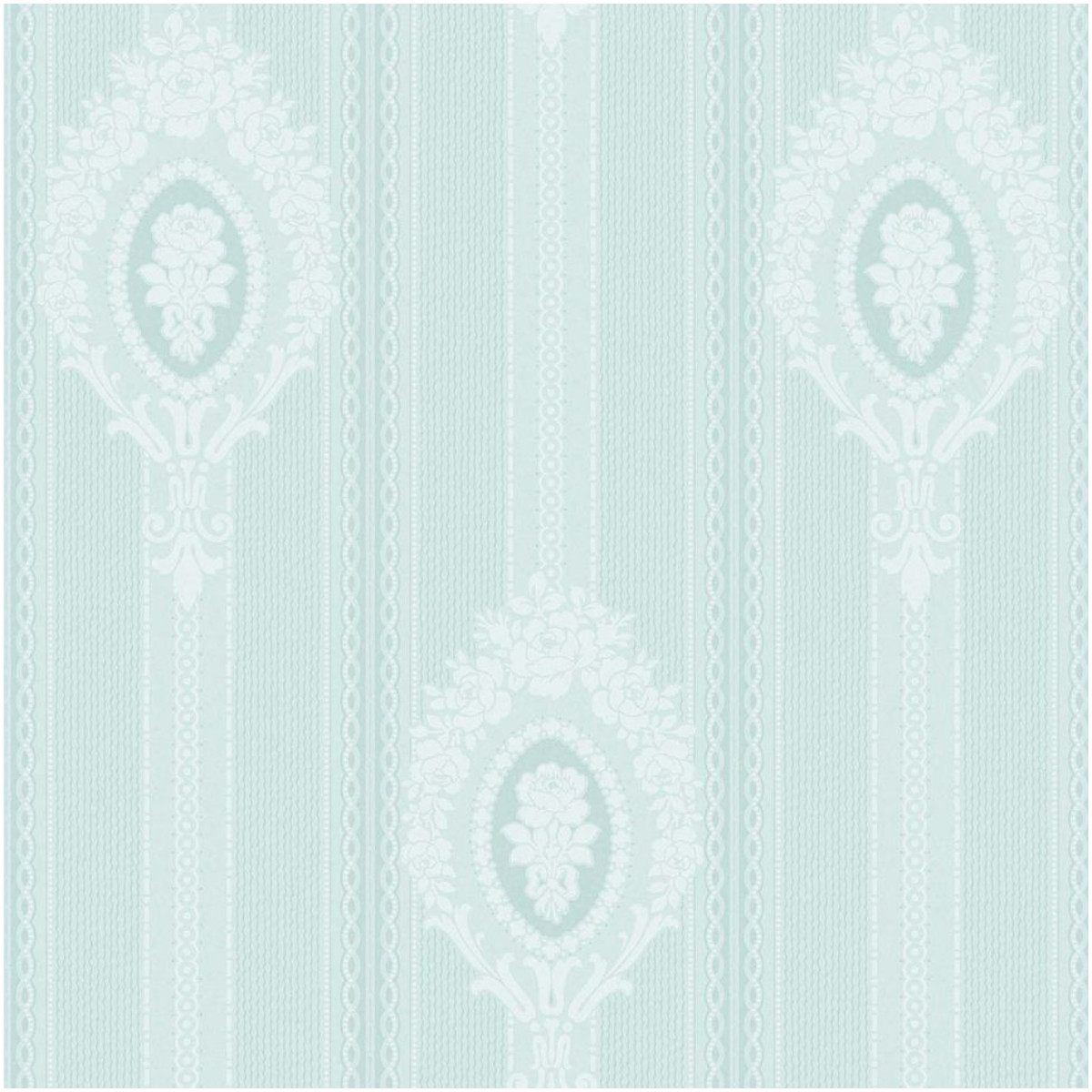 Chelsea Garden Duck Egg Blue Floral Cameo Stripe Smooth Wallpaper Classic Decor