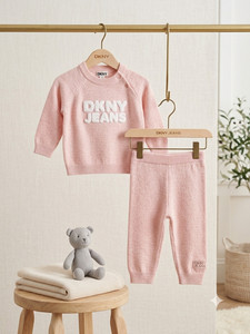 DKNY 2-piece baby knit sweater & pants set Pink RRP 45£