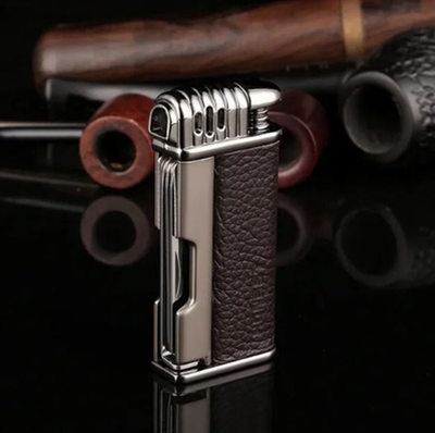Honest Leather Cigar Cigarette Lighter & Czech Tool - Soft Flame Dark Brown 