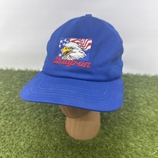 Vintage Snap On Hat SnapBack Blue White Eagle Snap-On Screaming Eagle Flag