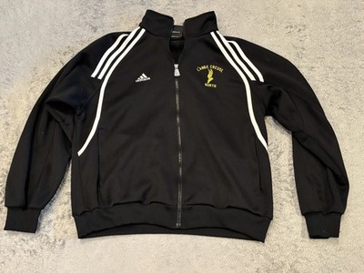 Adidas Track Jacket Mens Small Black Full Zip 3 Striped Athletic Logo