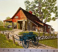 Serigraph of Barn and Antiques by H. Hargrove