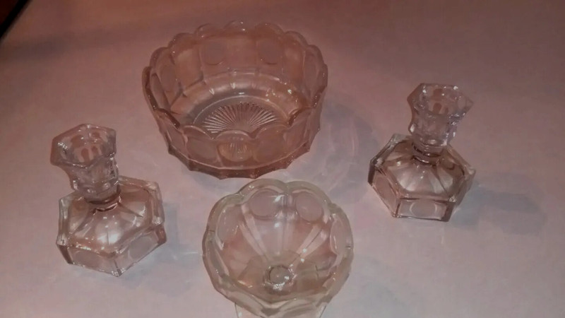 4,Vintage Fostoria Clear Coin Glass Compote Pedestal,candle holders,candy dish