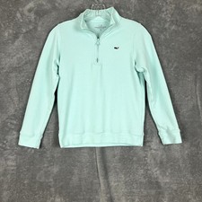 Vineyard Vines Saltwater Quarter Zip Sweater Youth S Aqua Golf Preppy