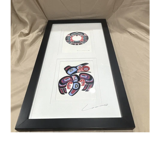 Yukie Adams Signed Framed Print 'Eagle / Raven' Na