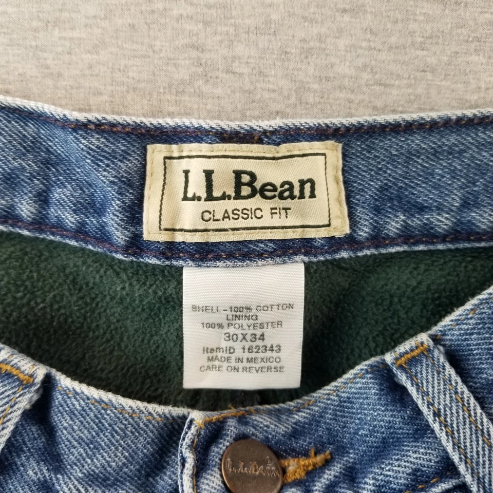 Jean L.L Bean para hombre talla 30x34 de colección forrado de vellón ajuste clásico MedWash Normcore duradero Foto 3 de 4