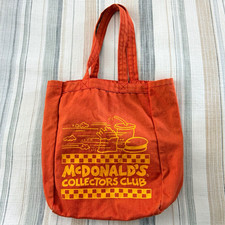 Rare 1990 Vintage McDonald's Collectors Club Orange Canvas Tote Bag Yellow
