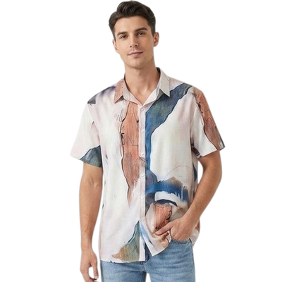ROMWE Men's Abstract Print Button Down Shirt Large Polyester Spandex Blend | eBay ROMWE Men's Abstract Print Button Down Shirt Large Polyester Spandex Blend | eBay