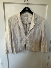 Worthington Beige 100 Linen Blazer Size 8 3/4 Ruched Sleeve EUC