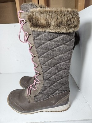 Salomon Hime High Brown Quilted Winter Casual Boots Womens Size 6 faux fur tall