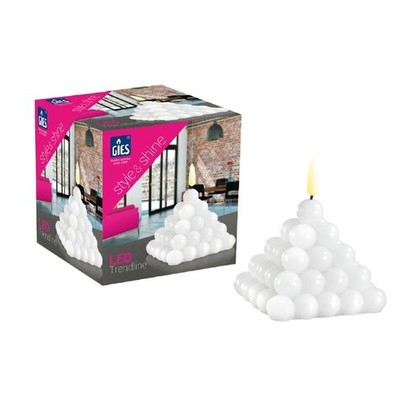 GIES LED-Kerze BUBBLE PYRAMID aus Echtwachs - H 105 x B 90 mm, mit Timer