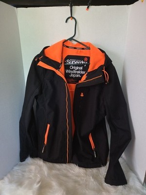 Superdry Hooded Full Zip Windbreaker Jacket Black Red Women's Extra Large
