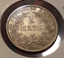 1914 a germany 1 mark au bu uncirculated berlin mint luster world war type coin