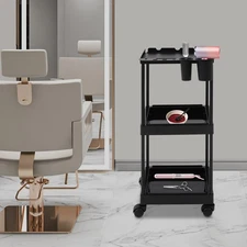 3 Tiers Hair Salon Trolley Rolling Beauty Tray Cart with Wheels for Tool Storage