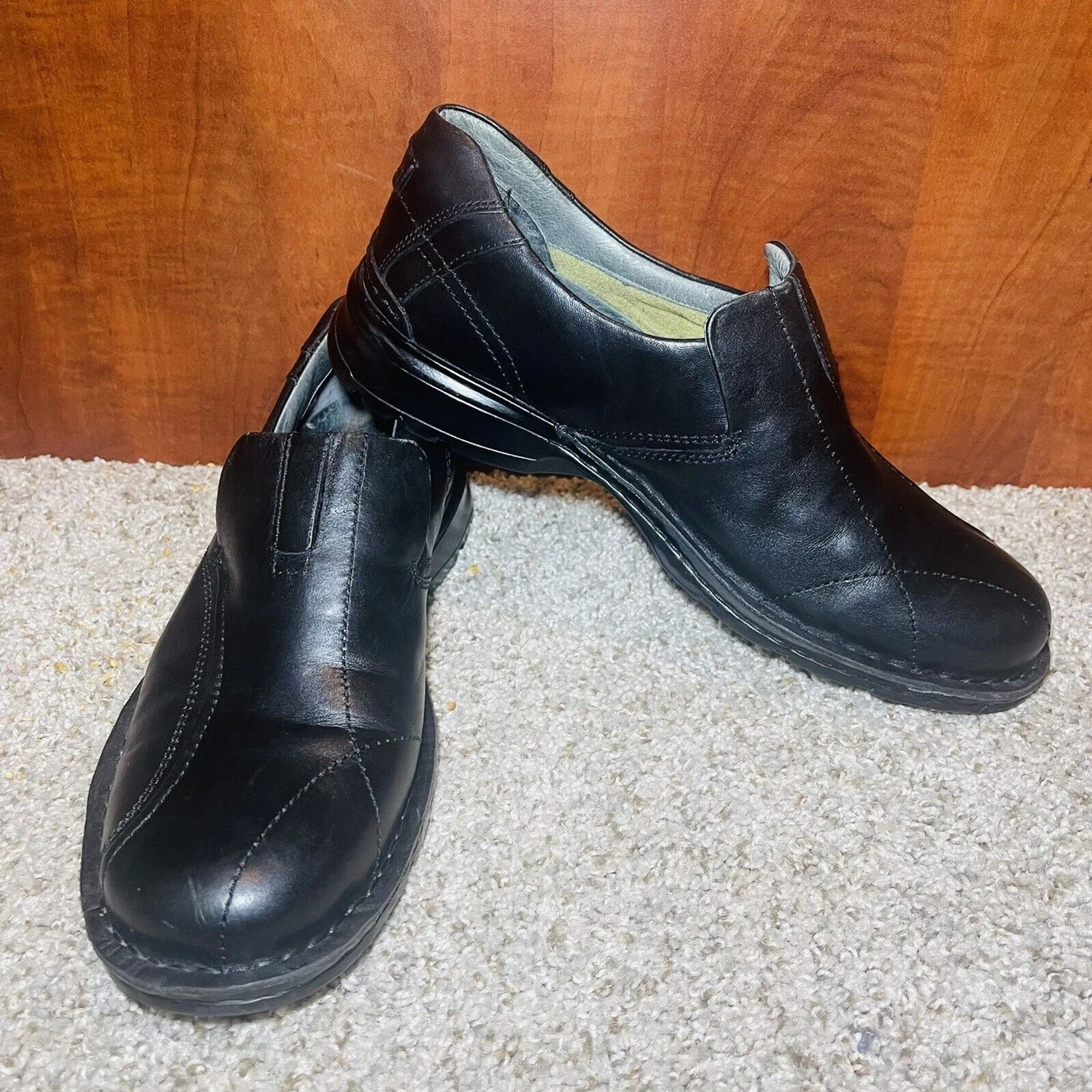 Mocassino Clarks 10M Uomo Pelle Scarpe Bradley Nero Slip On Elastico Originale