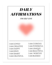 Motivational Daily Affirmations Wall Art Poster for Self Love