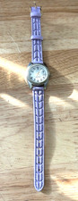 Silvertone Women s 8 Date Watch Purple Faux Leather Band New Battery