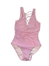 KARLA COLLETTO One-Piece Lace Up Swim Suit Low Back Powder Pink sz 6 NWOT