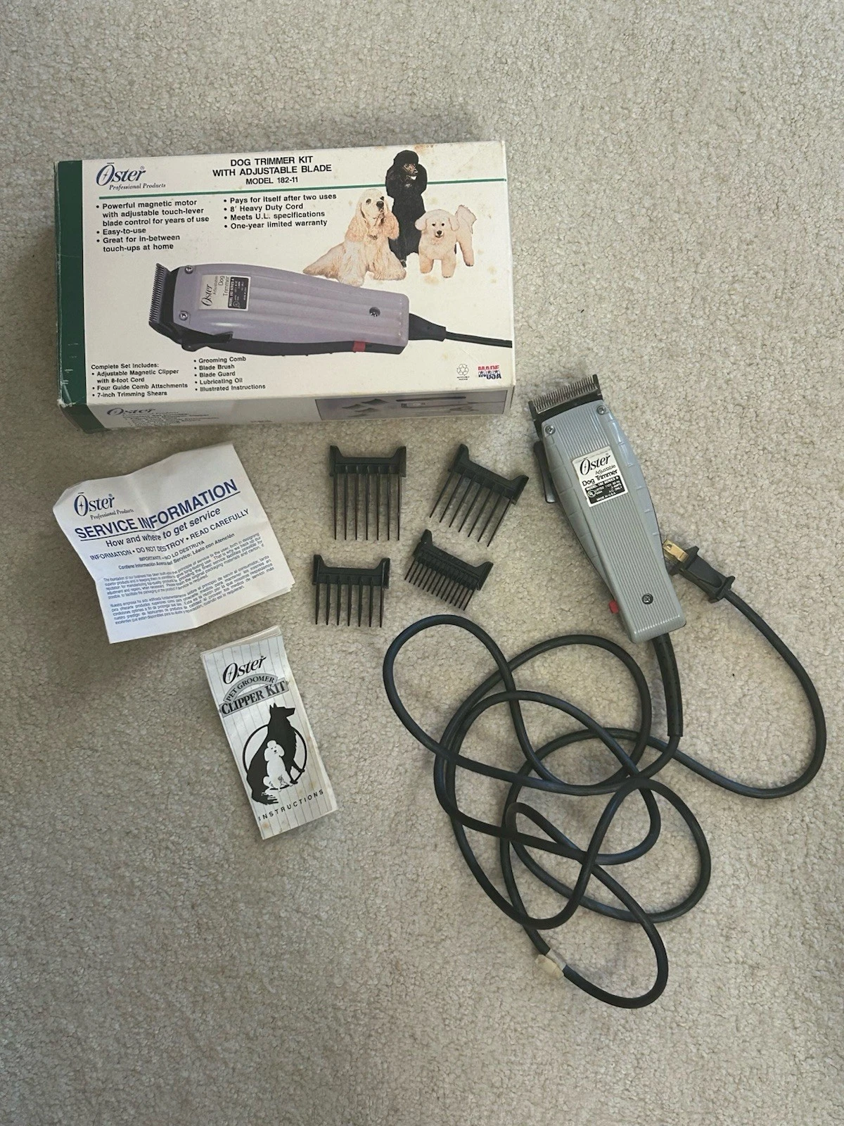 Genuine Original Vintage (1991) Oster #182-11 Adjustable Pet Grooming Clippers