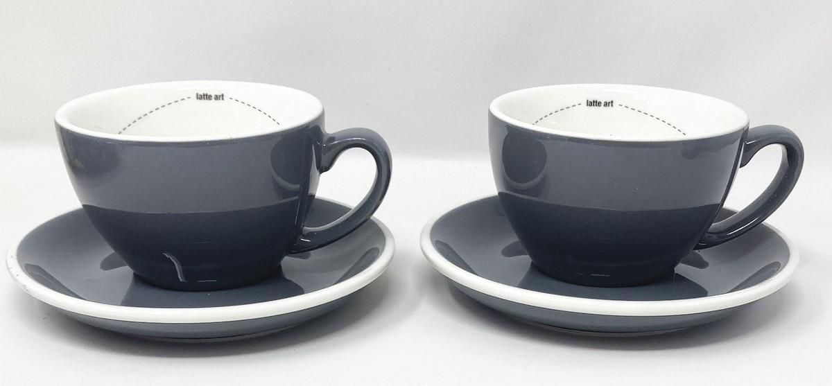 Breville Latte Art Training Cup/Mug & Saucer Set of 2 Grey and