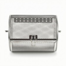 Rotating Grill Basket Reusable Oven Basket with Latch Easy-Open for Home Cooks
