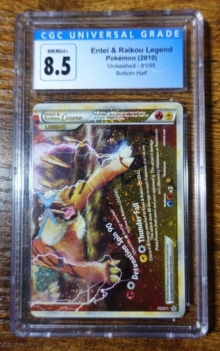 Entei & Raikou Legend 91/95 Bottom Half CGC 8.5 Unleashed Pokemon Card Graded