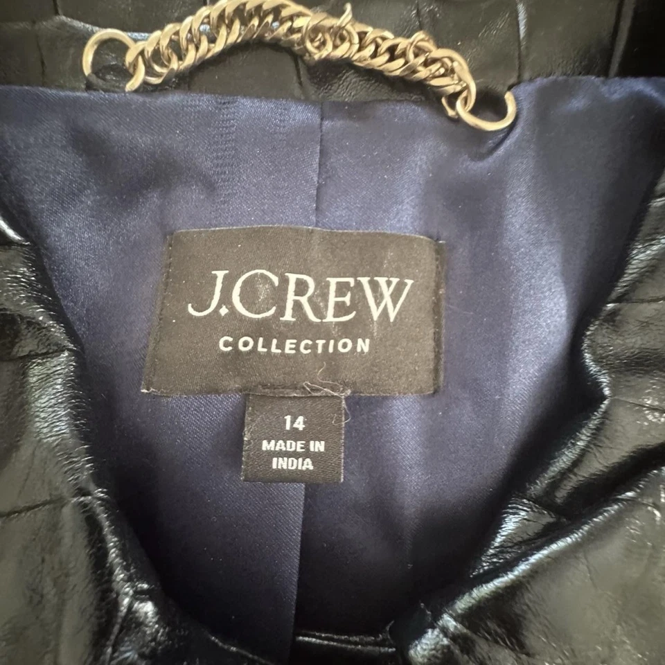 Women’s large - JCrew Crocodile Embossed Faux Leather Jacket Excellent Condition - Image 2 of 4