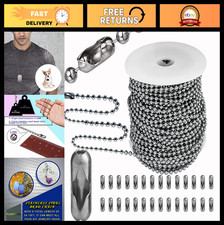 4.5mm Stainless Steel Ball Bead Chain 55ft with 100 Connectors for DIY Jewelry,
