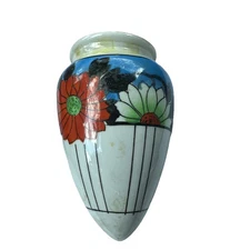 Hotta Yu Shoten Japan Lusterware Art DecoStyle Flowers Wall Pocket