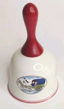 NAIF Villeroy & Boch Bell Red Wooden Handle Winter Scenes Laplau Luxembourg 6"