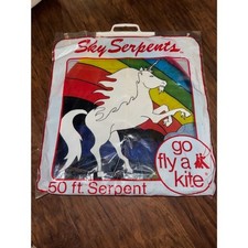 Vintage Go Fly A Kite Rainbow Unicorn Sky Serpents 50ft kite