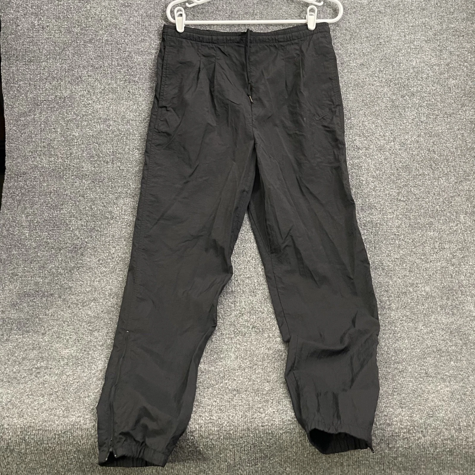 Nike Windbreaker Pants Men Size S Black Track Ankle Zip Vtg 90s Nylon