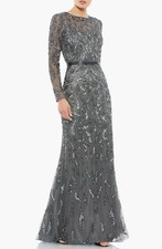 MAC DUGGAL 5124charcoal Beaded gown size 16 MSRP $598