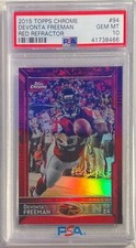 DEVONTA FREEMAN 2015 TOPPS CHROME RED REFRACTOR #D 15/25 PSA 10 GEM POP 1/1