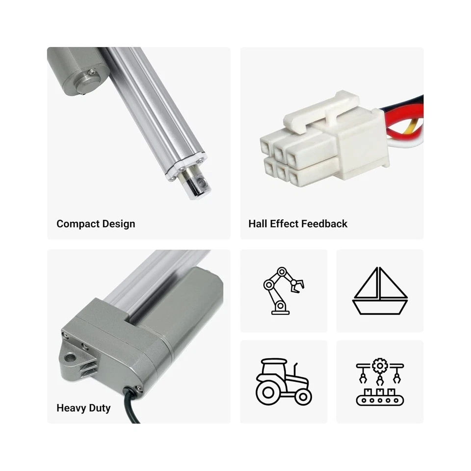 24V Industrial Mini Linear Actuator with Hall Effect (2"-40", 330 lbs), PA-09-HS - Image 4 of 4