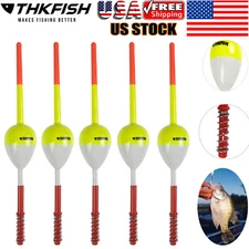 THKFISH 5pcs Balsa Wood Floats Spring Bobbers Oval Stick Floats Slip Bobbers US