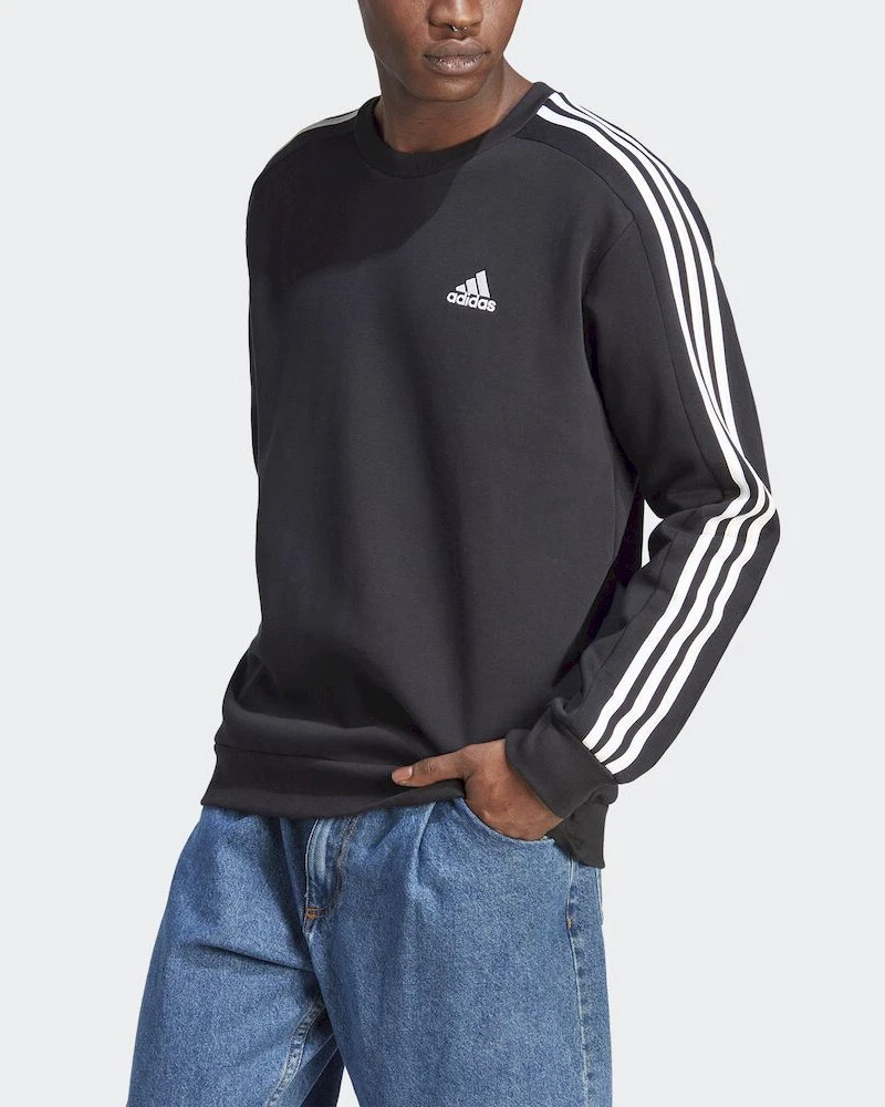 Sport Sweatshirt HERREN Adidas Schwarz Essentials 3 stripes Crew 