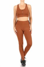 Womens Solid Activewear Sets Sports Bras Leggings