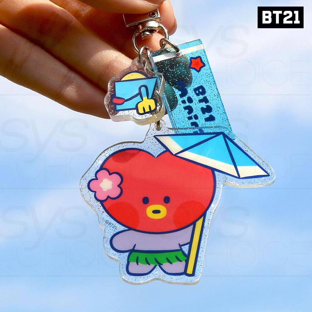 BTS BT21 Official Goods Acrylic Keyring Summer Sky Ver + Tracking