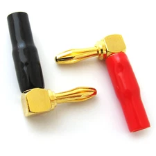 8pcs Gold Right Angle 4mm Banana Plug Audio Speaker Cable Connector Screw Type