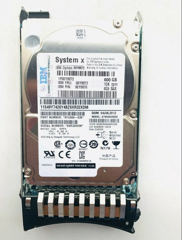 IBM 90Y8872 90Y8873 90Y8874 90Y8876 600GB 10K 6G 2.5" SAS G2HS HARD DRIVE - Image 3 of 3