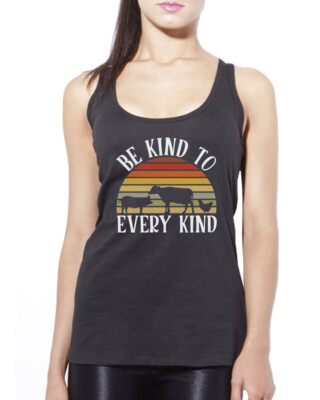 Be Kind To Every Kind Damen Trägershirt Tank Top Vegan Vegetarisch Retro Geschenk Tiere