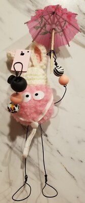 Found Object Sculpture Figure w/ Knit Hat, Umbrella & Ipad Hand Made(2 of 18)