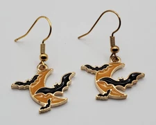 Halloween Bats w/ Orange Moon fishhook earrings
