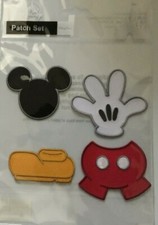 Mickey Mouse Body Patch Set 4 Iron-On Patches Head Silhouette Shoe Glove Pants