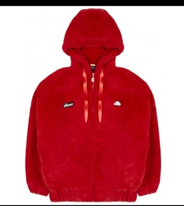 Ellesse Womens Giovanna Faux Fur Red Coat Jacket Size UK6 USED | eBay